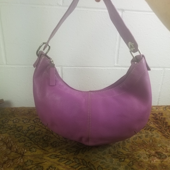 Vtg y2k The Sak bubblegum pink leather shoulder bag - Picture 2 of 10